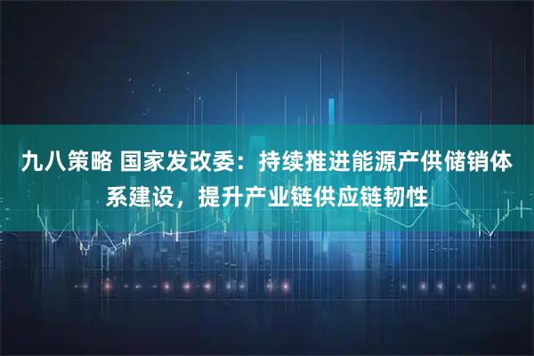 九八策略 国家发改委：持续推进能源产供储销体系建设，提升产业链供应链韧性